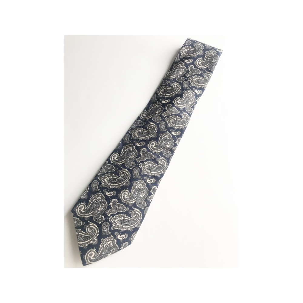 Chaps Ralph Lauren Tie Navy Silver Paisley Print